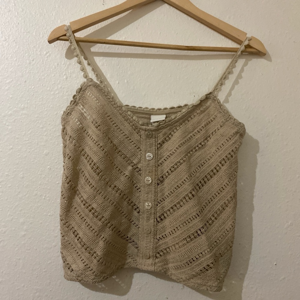 H&M Cream Tan Cropped Buttoned Camisole